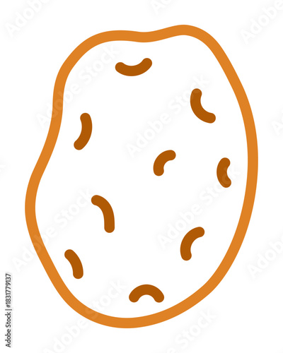 Potato vegetable line art with bold color outline. Easy coloring page for little children and nursery projects. Cute isolated vector image for educational books, games or creative learning activity