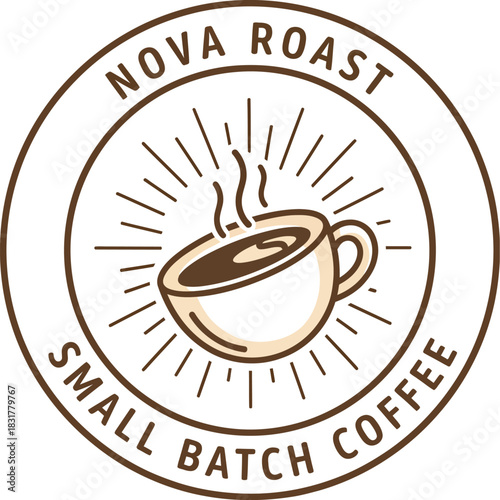 Nova Roast Small Batch Coffee Logo Illustration DesignVector Illustration