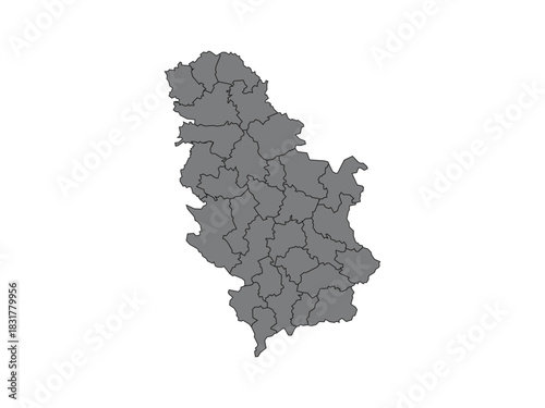 Detailed vector map of Serbia with regions simple flat design for infographic and web use isolated on white background