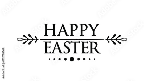 Flat vector illustration of a happy easter text design with colorful elements and festive typography suitable for holiday celebrations and greeting cards