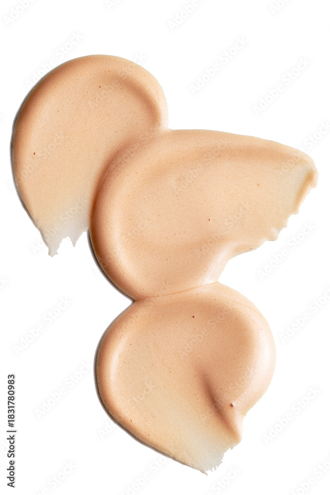 Fototapeta premium Beige foundation or primer texture swatch, minimal clean composition, glowing and smooth surface.