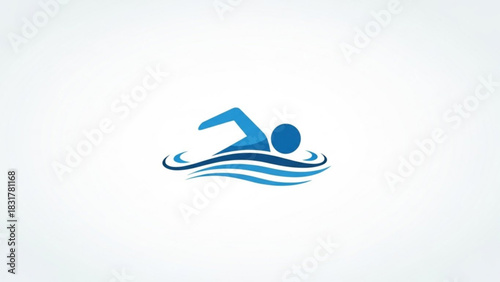 Swimming pool logo design template for swim club swimmer and water sports vector graphic illustration