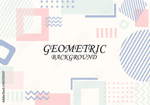 Colorful geometric models flat background