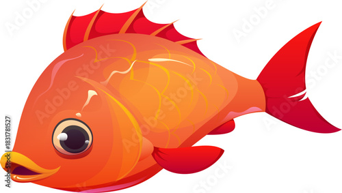 Cartoon Japanese red sea bream, tai, madai snapper, pagrus major fish, symbolizing good luck and prosperity in Japan culture. Isolated vector Japanese new year seafood, festive food for cultural event