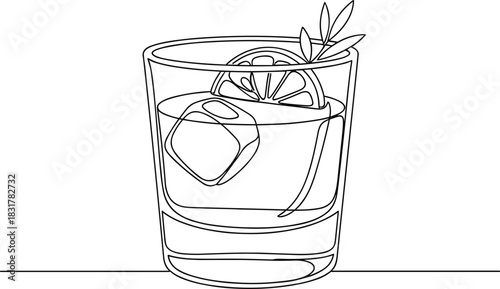 Continuous Line Illustration of Mixed Drink Glass.