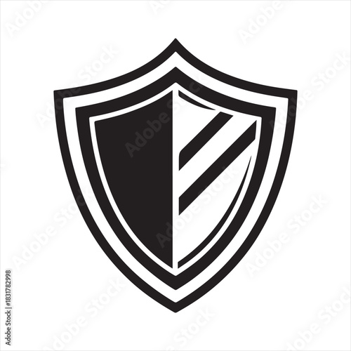 shield tech security vector silhouette line art idea illustration. tech shield icons