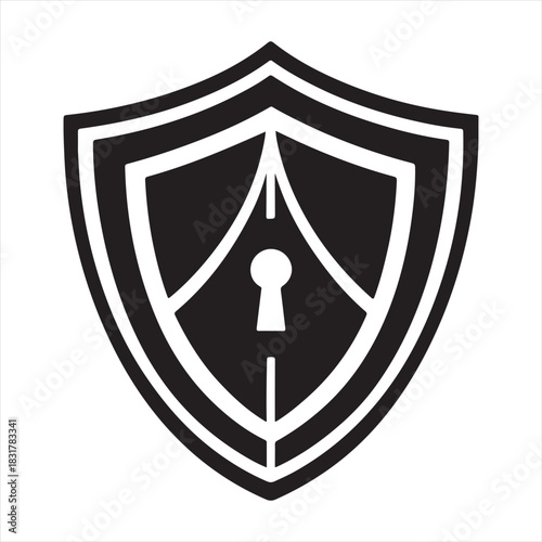 shield tech security vector silhouette line art idea illustration. tech shield icons
