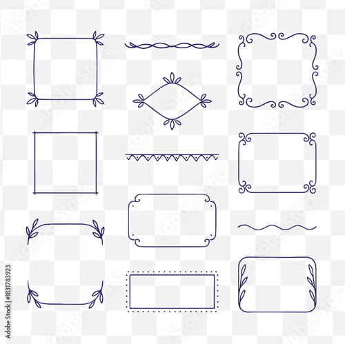 boho minimalist frame and border icon set
