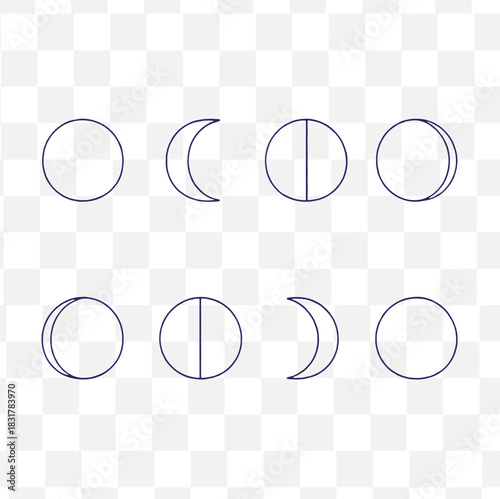 boho moon phases icon set