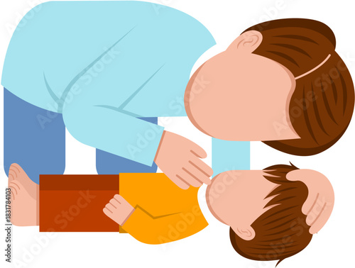 Man Performing CPR On Kid