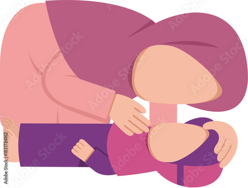 Hijab Woman Performing CPR On Kid