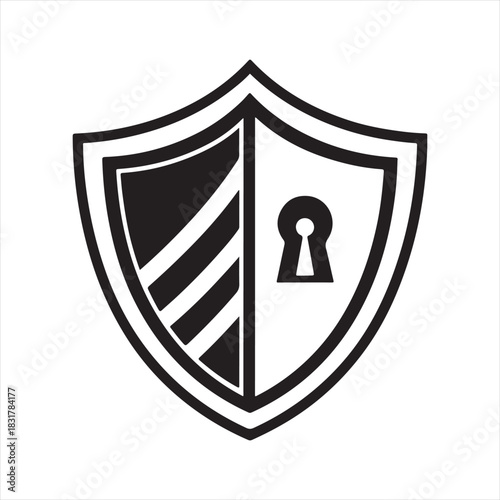 shield tech security vector silhouette line art idea illustration. tech shield icons