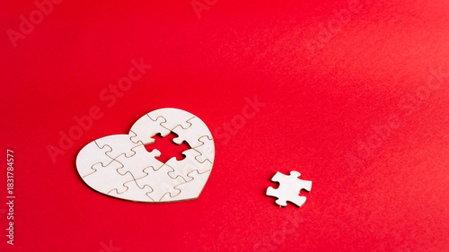 Fotografie Heart puzzle with missing piece symbolizing love connection fit and emotional co