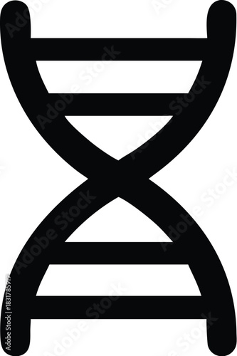 Vector illustration simple black silhouette icon representing the double helix structure of dna molecule