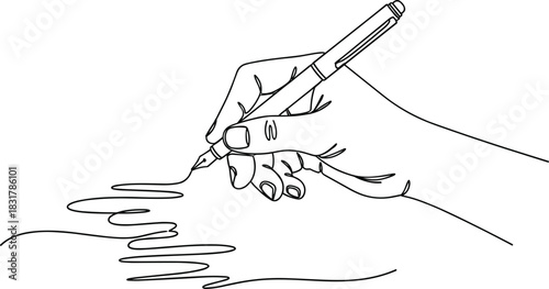 Minimalist Writer’s Hand in Single-Line Style.