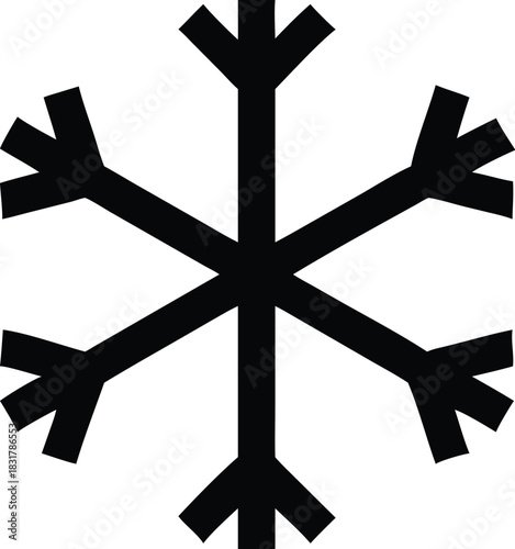 Vector illustration black stylized snowflake icon representing cold temperature or freezing