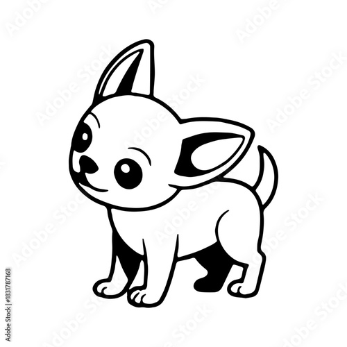 Cute and playful cartoon chihuahua standing on all fours in a cheerful pose ready for fun