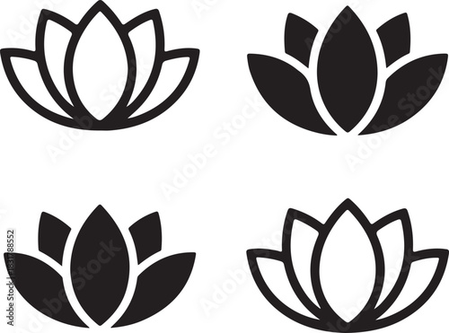 Lotus Flower Collection Minimalist Botanical Art
