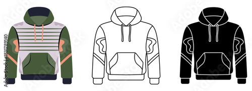 Casual long sleeve hoodie jacket isolated vector illustration