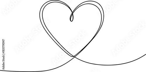 Romantic One Line Heart with Gradient Abstract Shape.