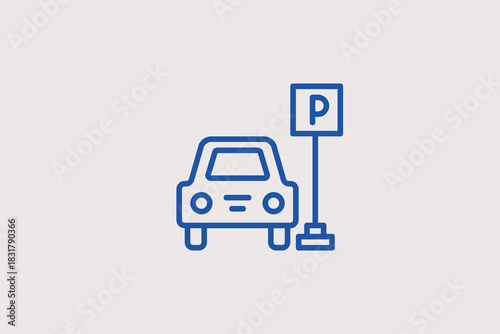 parking illustration in line style design. Vector illustration.	