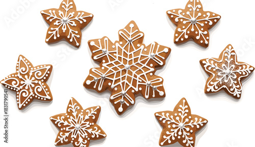 Traditional Spiced Gingerbread Stars and Snowflakes.