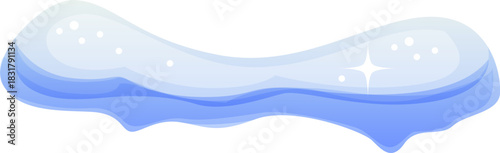 Snow cap or winter ice snowdrift of window or roof with snowy icicles, cartoon vector. Snowcap or snow drift of snowflakes pile of frozen cold icy snow cap on top for Christmas or New Year holiday