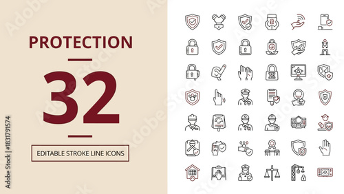 Versatile Protection Icon Set Security, Safety & Shield Vector Designs