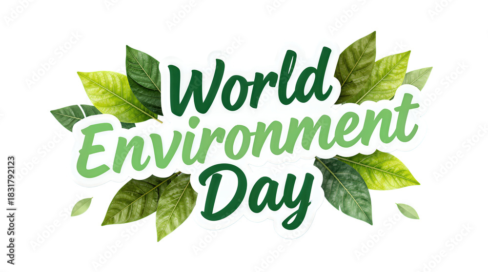 Obraz premium World Environment Day Green Leaves Text Design