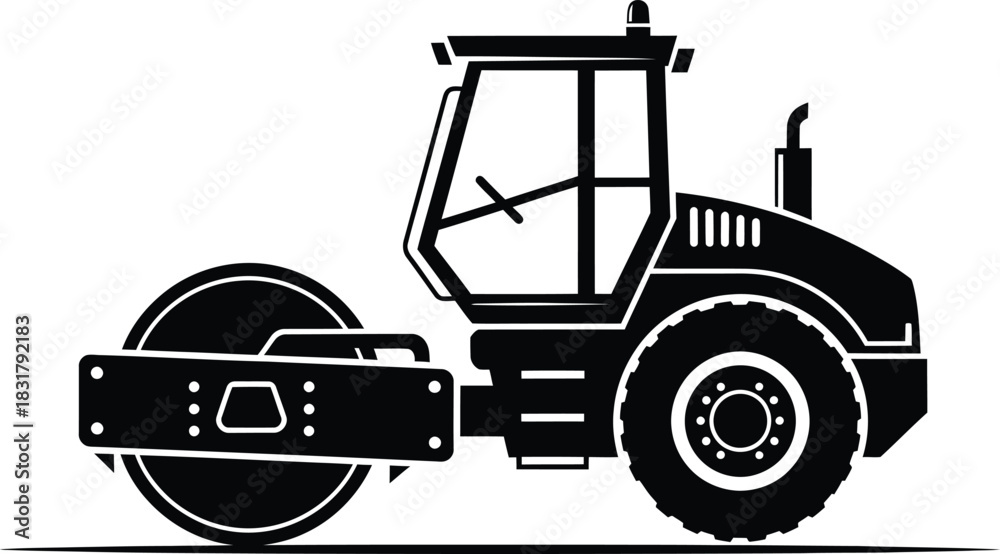 Naklejka premium Road roller silhouette isolated on white background