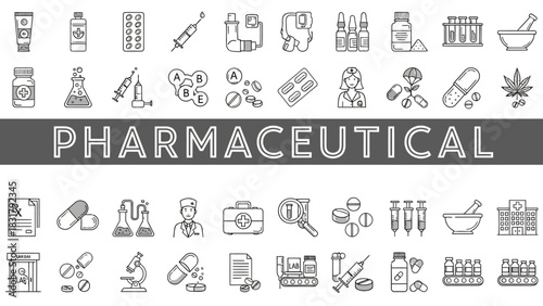 Pharmaceutical Icons A Comprehensive Collection for Medical and Health-Related Industries