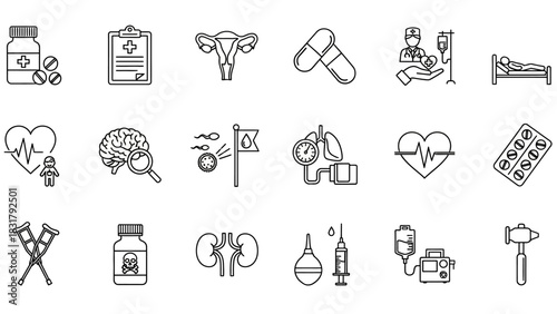 Medical and Health Icons A Comprehensive Set of Healthcare and Wellness Symbols