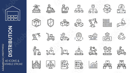 Distribution and Logistics Icons Supply Chain Management Vectors