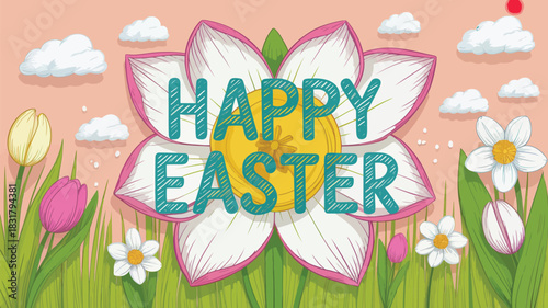 Abstract geometric composition with vibrant peach background and subtle color gradients