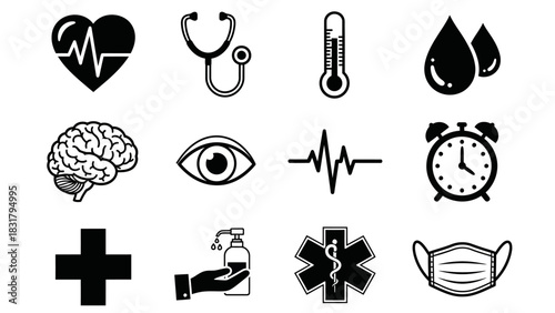 Medical and Healthcare Icons Set Vector Symbols for Health Design