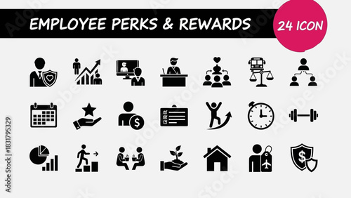 Employee Perks and Rewards Icons Benefit and Incentive Design Set