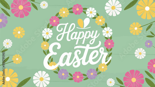 Abstract geometric design with bold text elements on a subtle mint green background featuring vibrant color accents