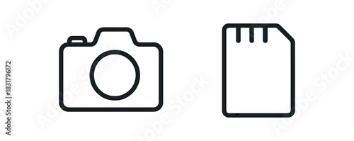 2 minimal icons camera black outline memory card black outline