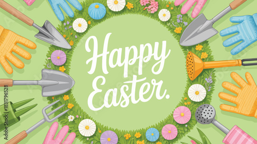 Abstract illustration with vibrant colors and geometric shapes on a soft green background