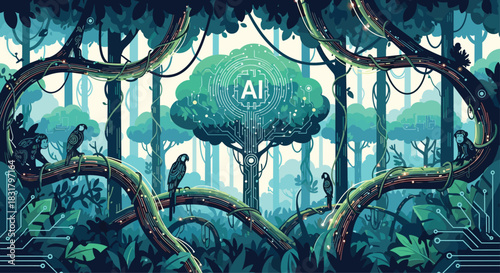 AI Tree of Life in a Digital Jungle, Generative AI.