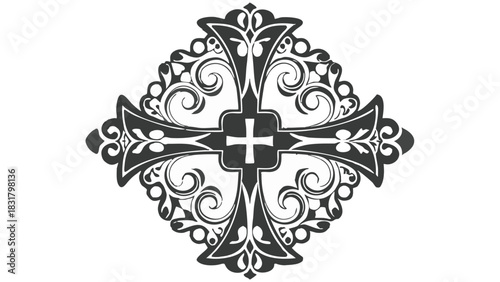 A striking silhouette of a central easter cross designed with dynamic composition and vibrant colors perfect for religious celebrations and spring themes