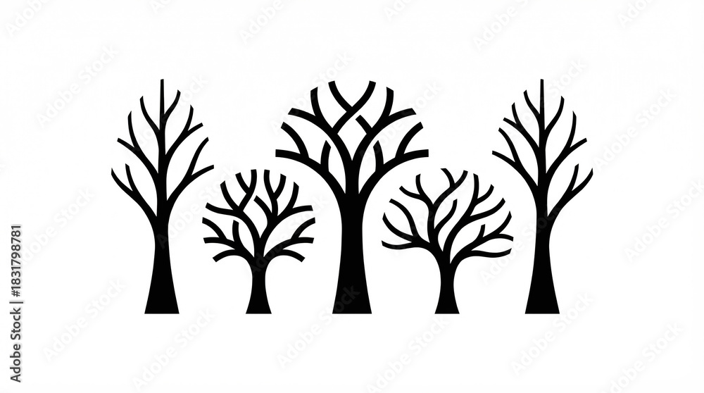Obraz premium Illustration silhouette of a tree. Environment and climate change concept. World Earth Day