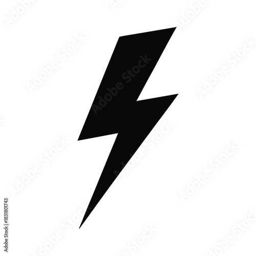Simple black silhouette of a lightning bolt icon, representing electricity, power, energy, and speed