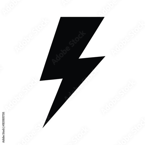 Simple black silhouette of a lightning bolt icon representing electricity, power, energy, or a sudden bright flash