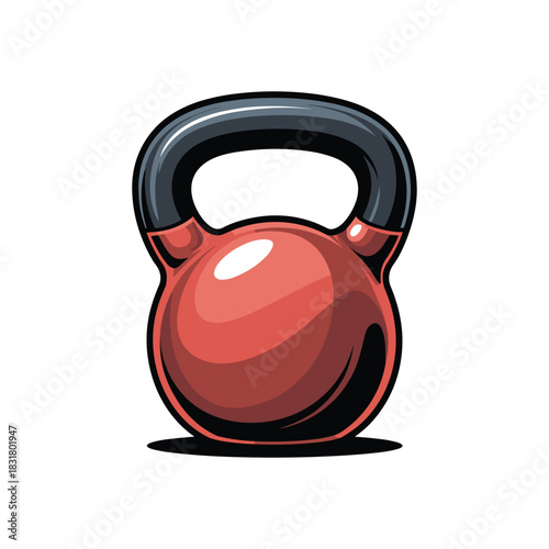 A red kettlebell with black handle symbolizes fitness, strength training, and exercise.