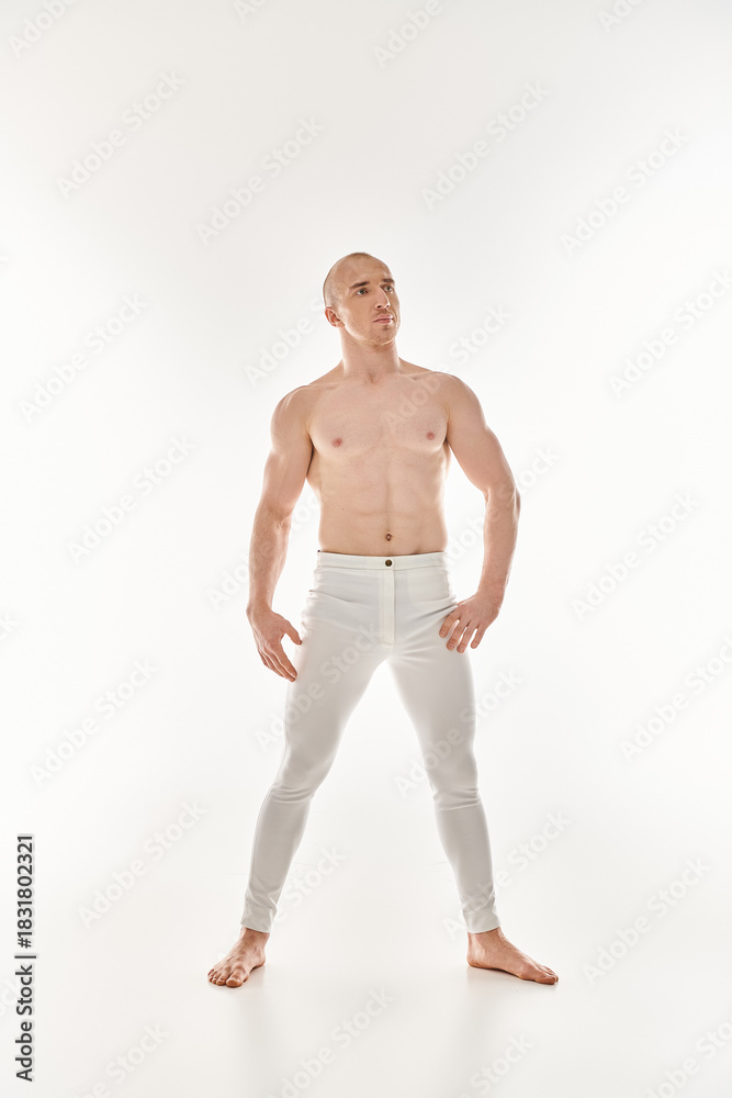 Fototapeta premium Dynamic display of acrobatics in a minimalist studio setting