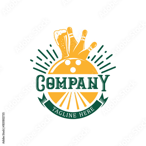 Bowling Ball Beer Foam Logo Vector illustration