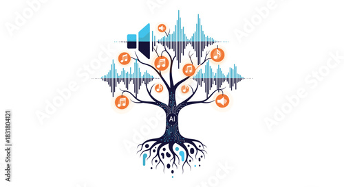 Cryptocurrency Tree Symbolizing Digital Wealth Growth and Innovation, Generative AI.