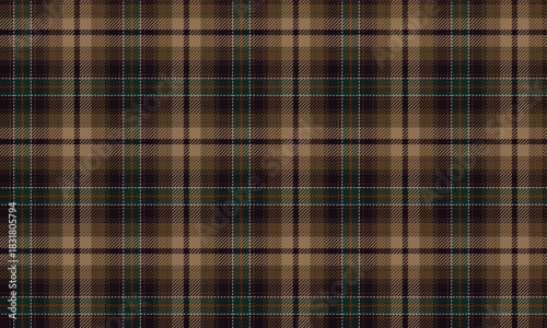 Seamless plaid pattern in brown, beige, green, and white. Elegant and warm style. Perfect for fashion design, clothing, skirts, pants, dresses, outstanding and modern.