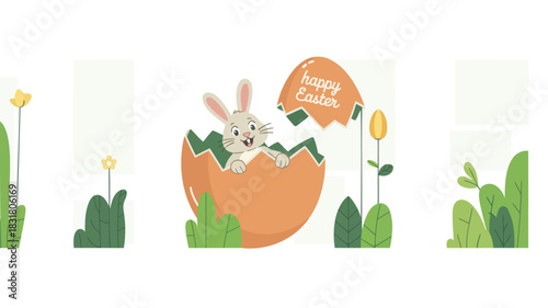 Adorable fluffy bunny peeking out from behind an object perfect for easter and spring celebrations